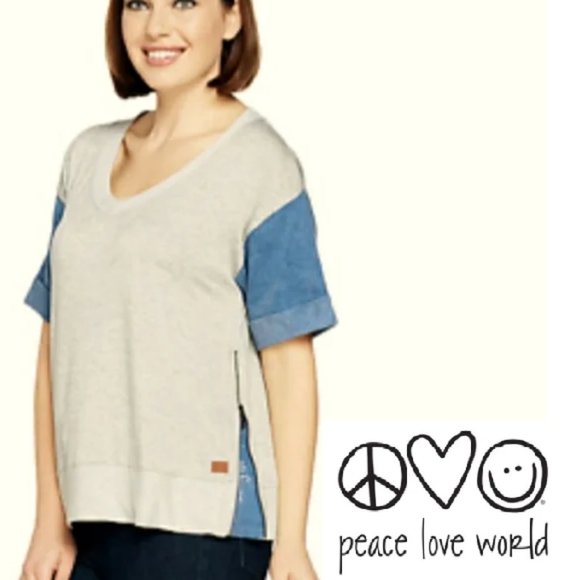 Gray v-neck t-shirt w/zipper sides